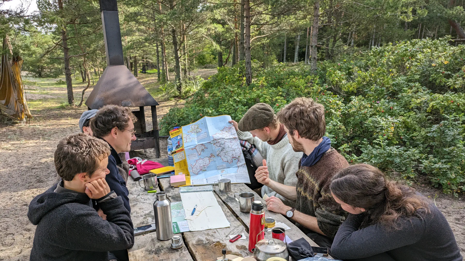 Lunch and planning break in the forest